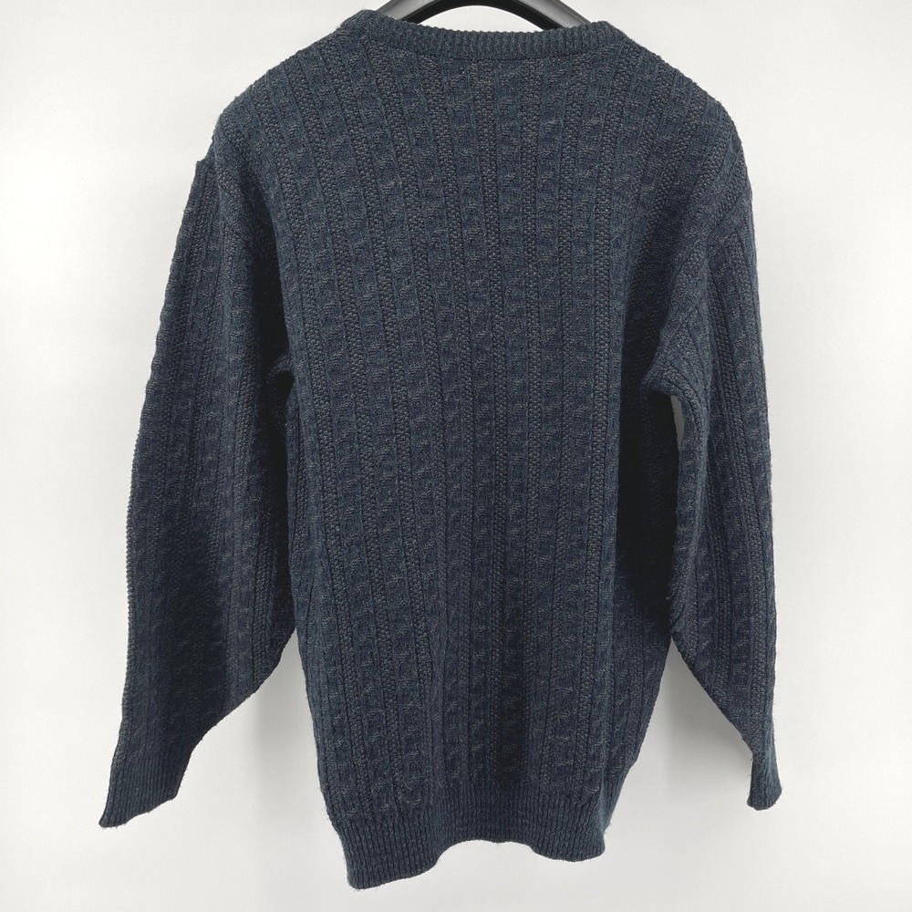 VTG‎ River Island Textured Knit Sweater Men Lg Tall Blue Gray Acrylic Crew Neck